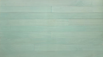 Aqua color-washed paulownia wood wall planks, front view