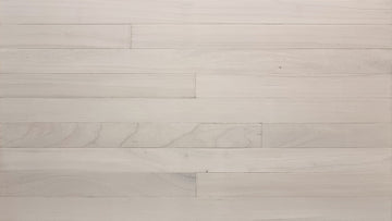 White color-washed paulownia wood wall planks, front view