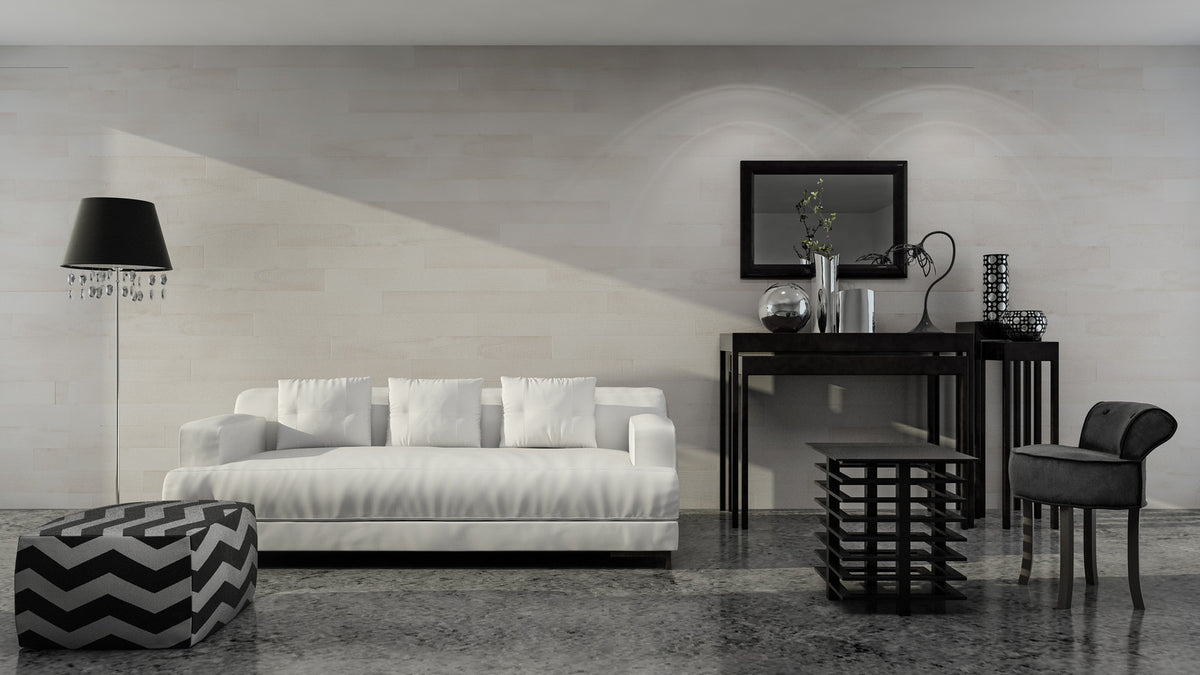 White wood wall planks on an interior wall