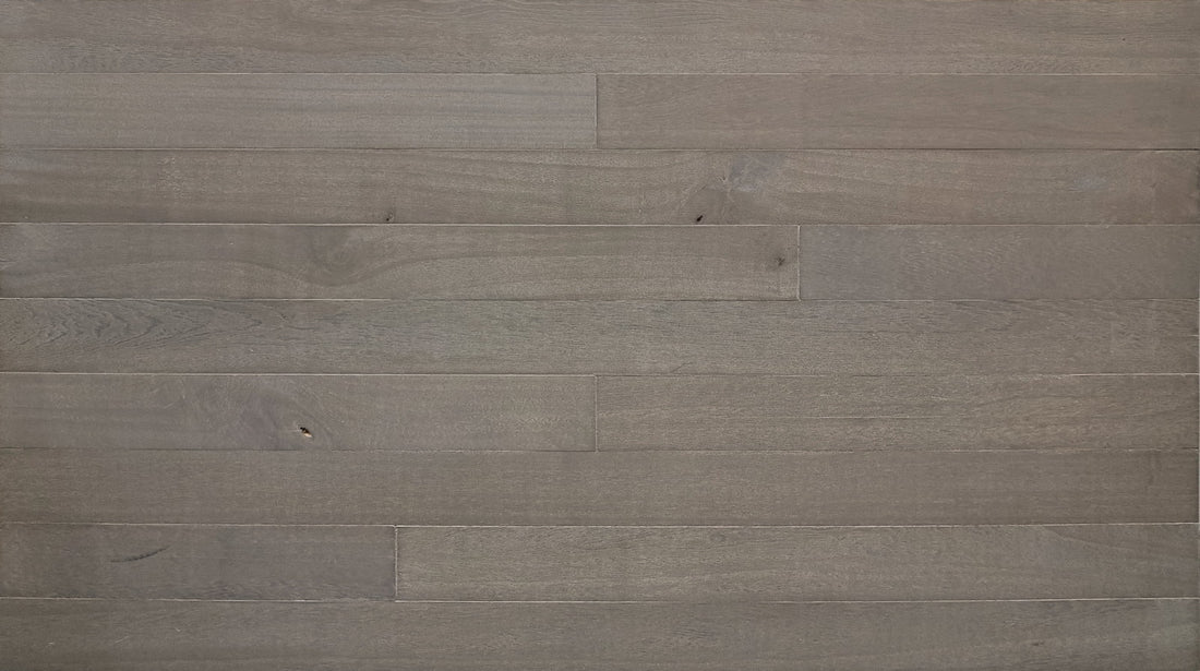 Storm grey color-washed paulownia wood wall planks, front view