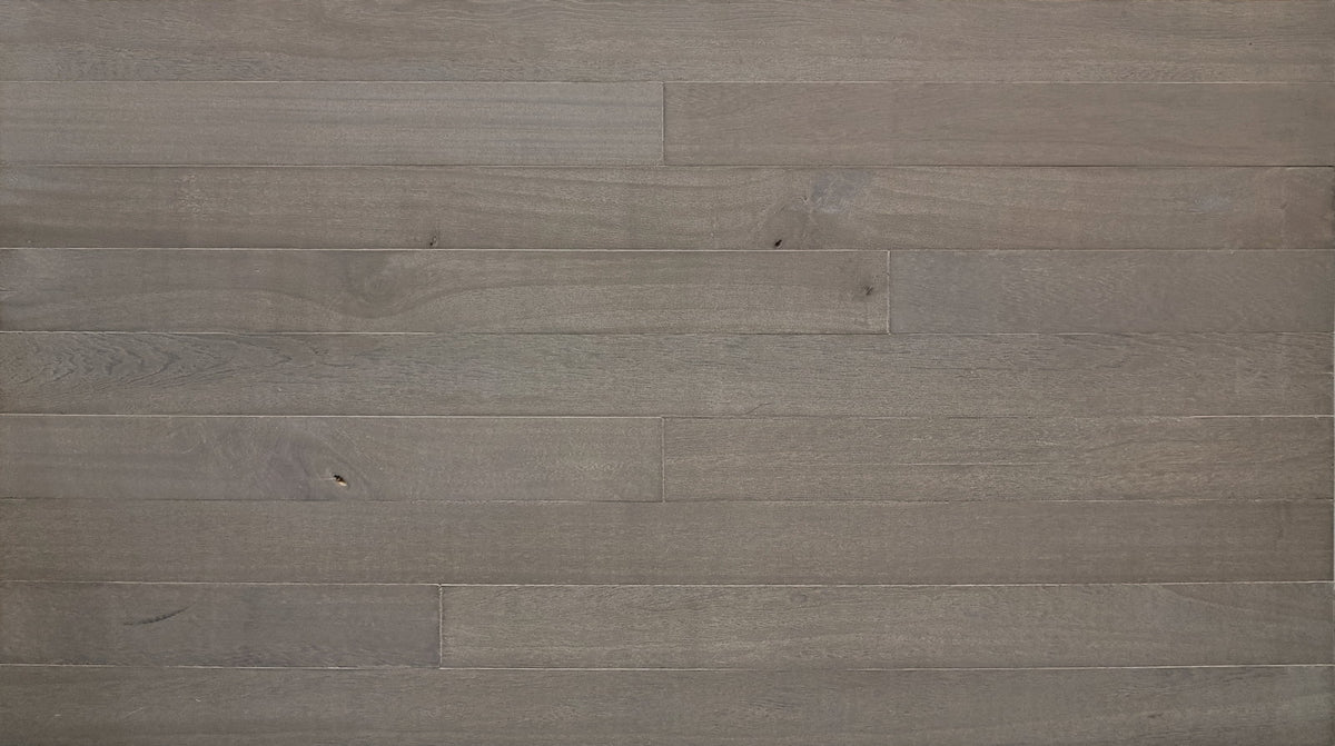 Storm grey color-washed paulownia wood wall planks, front view