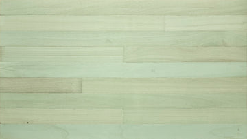 Sage green color-washed paulownia wood wall planks, front view