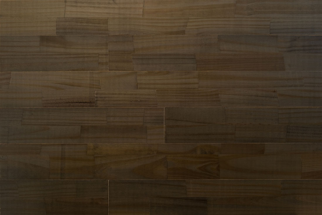 Dark Bourbon pine wood brick wall panels, front view
