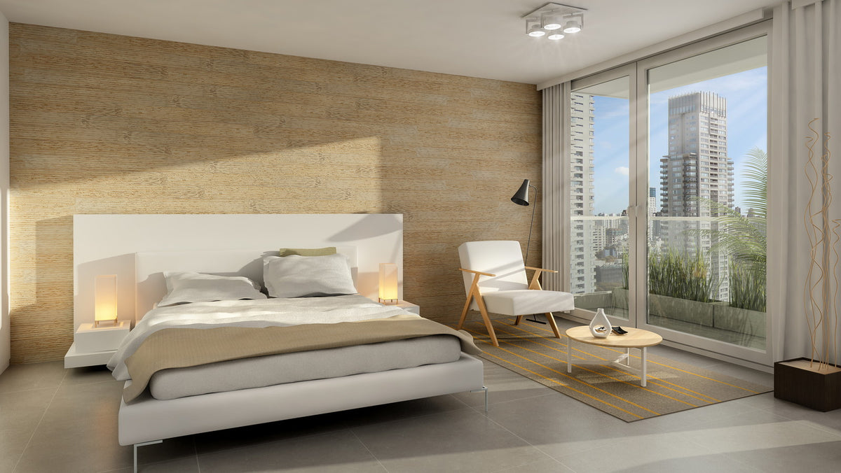 Lines wood strip accent wall, interior view