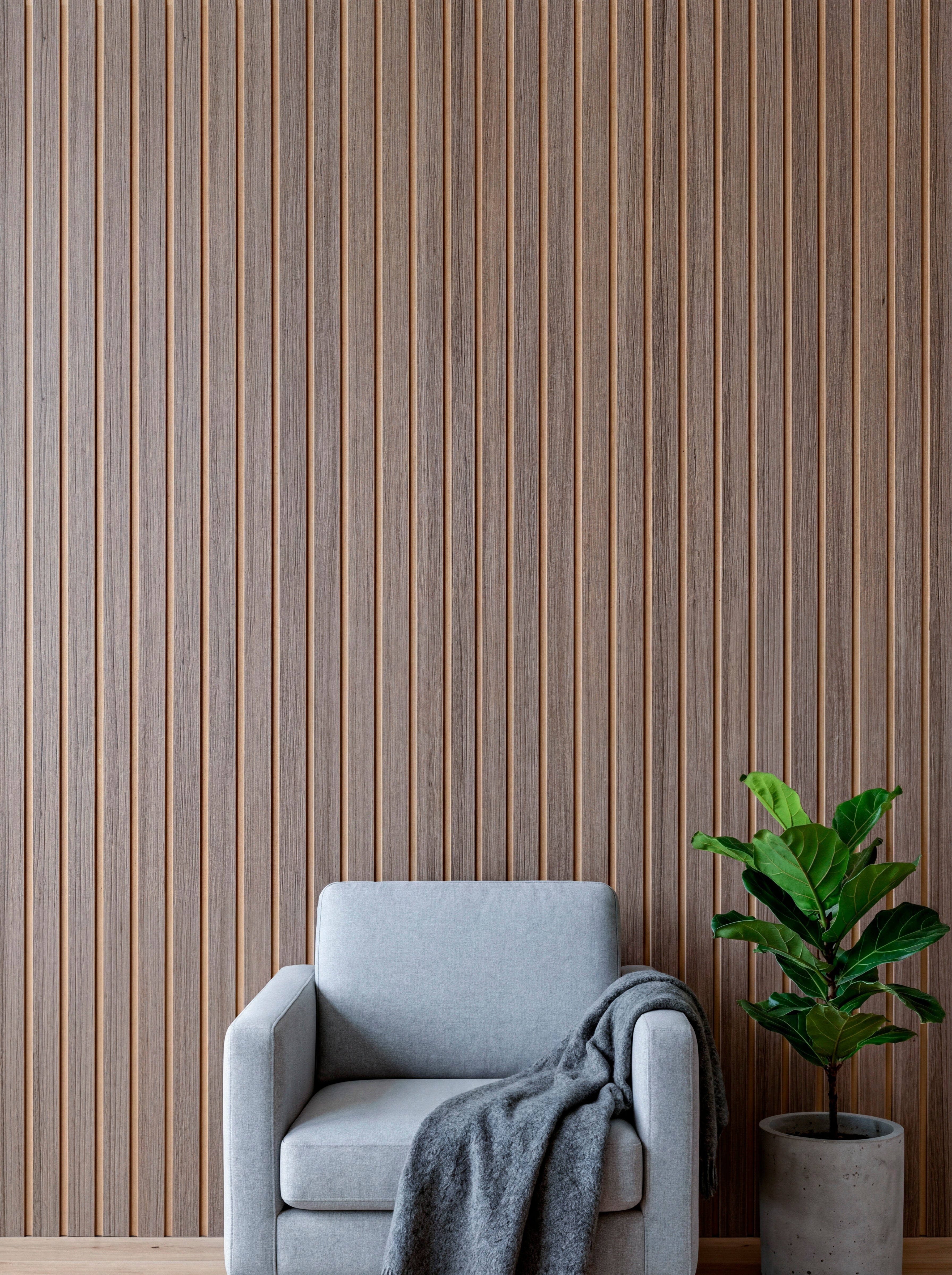LOFT Silver Oak · Bold Slat — Designer Peel & Stick Wall Panel