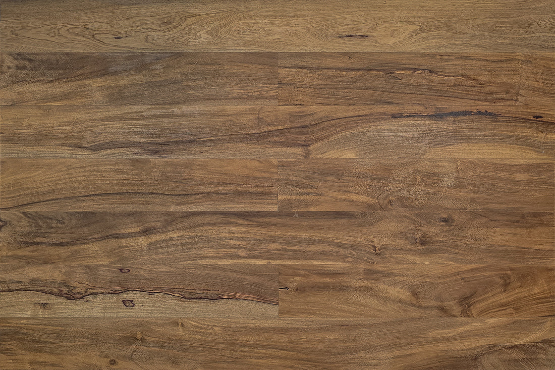 Tiger Wood wall planks with dark striping, front view