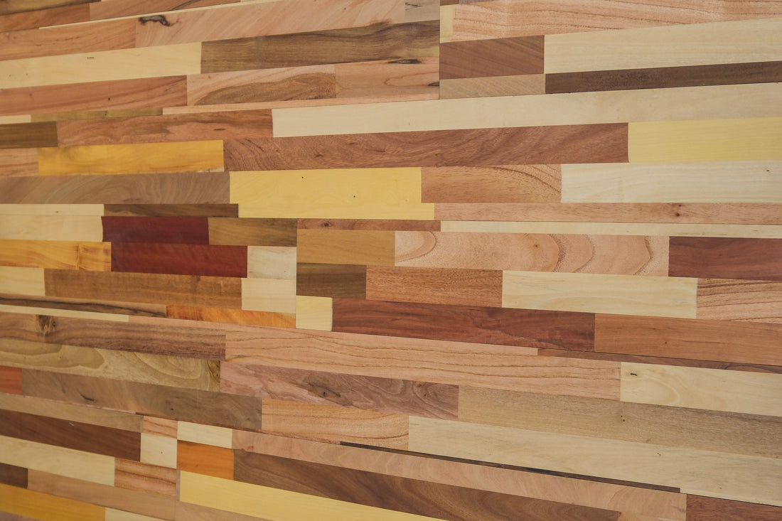 Wood Blend multi-species wood wall panels, front view