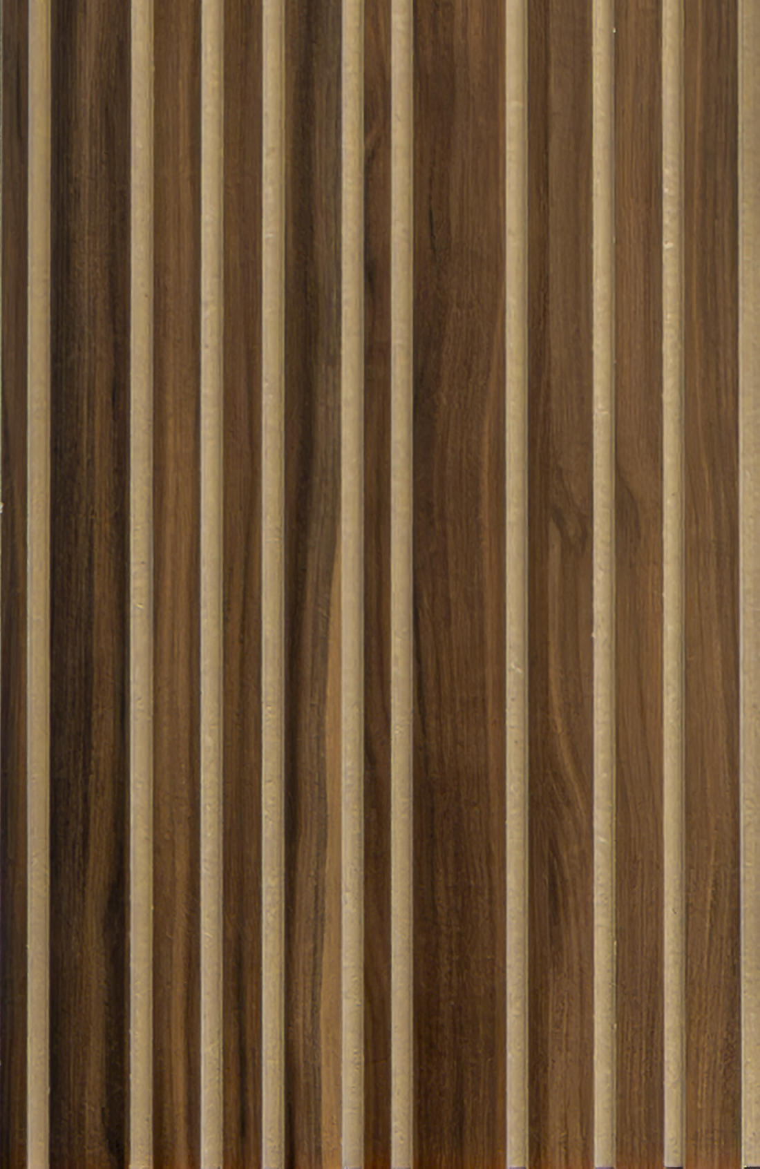 Panel de listones autoadhesivo LOFT Espresso Walnut, perfil Cadence — frente del panel, 40 × 26 cm