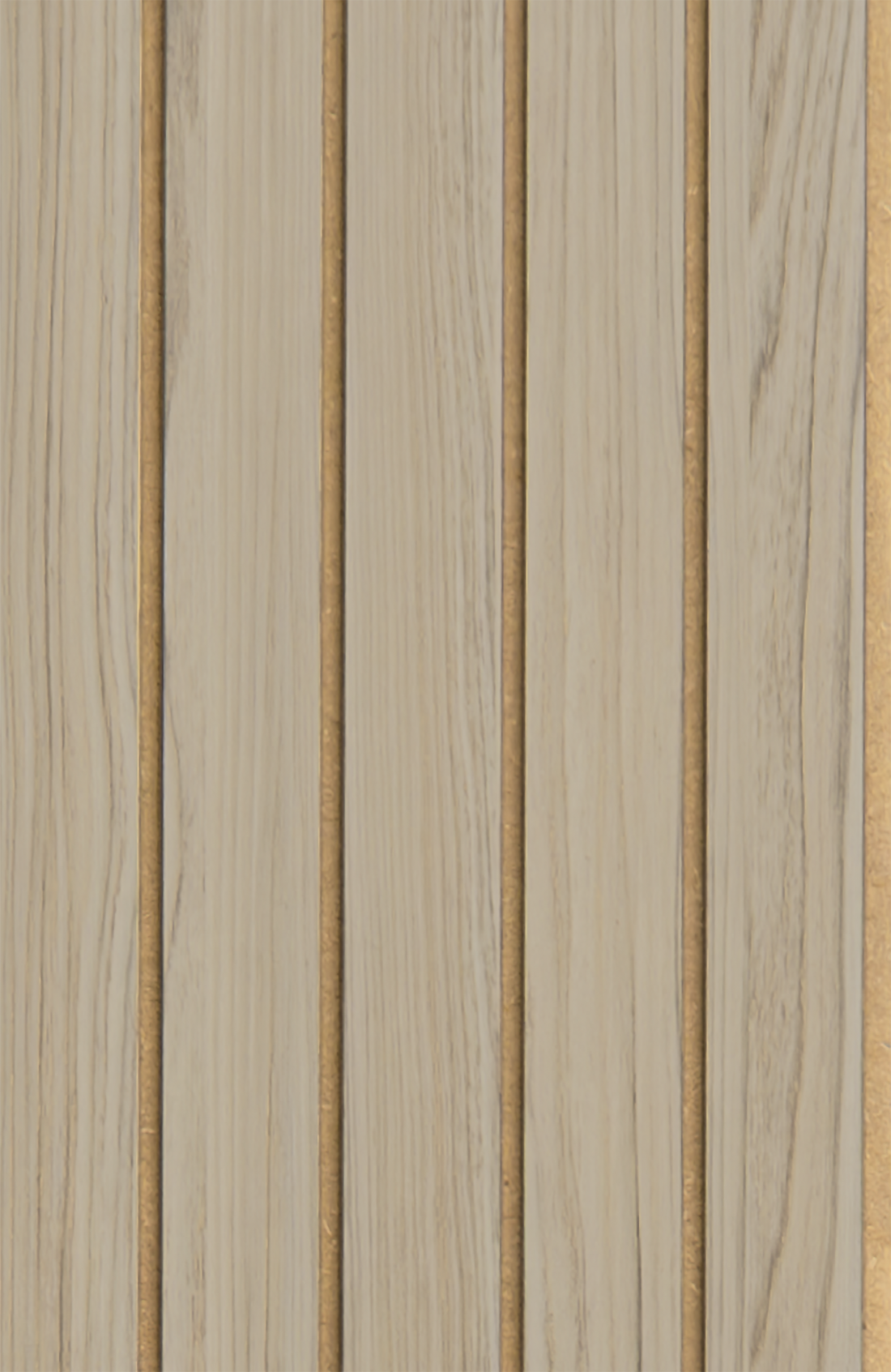 Panel de listones autoadhesivo LOFT Frost Cypress, perfil Grand Slat — frente del panel, 40 × 26 cm