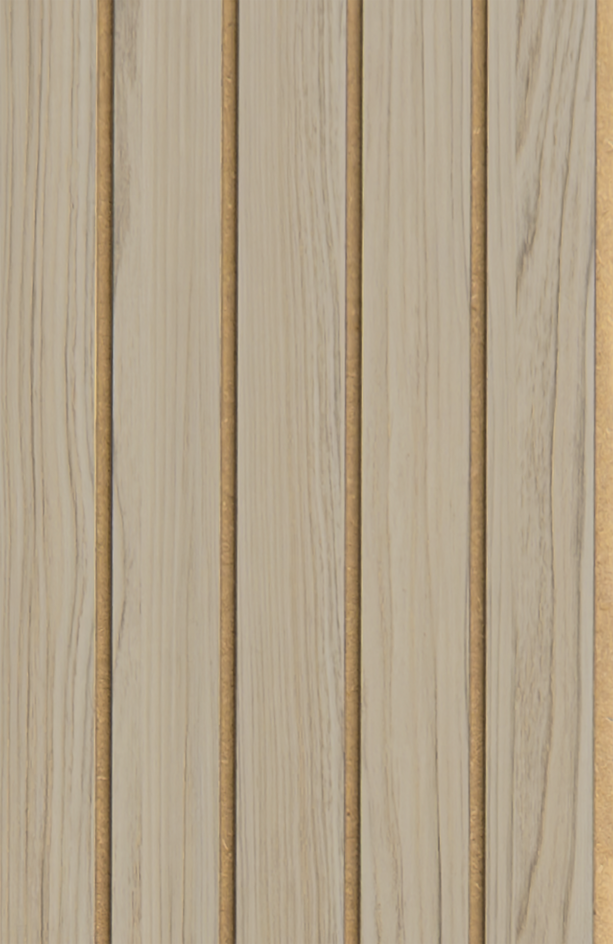 Panel de listones autoadhesivo LOFT Frost Cypress, perfil Grand Slat — frente del panel, 40 × 26 cm