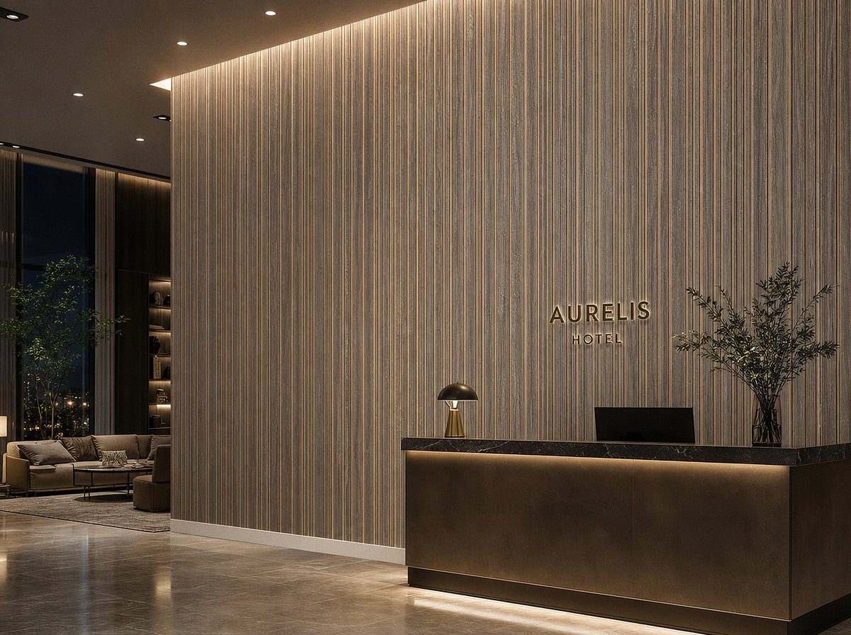 Panel de listones autoadhesivo LOFT Silver Oak, perfil Cadence — segunda vista de ambiente