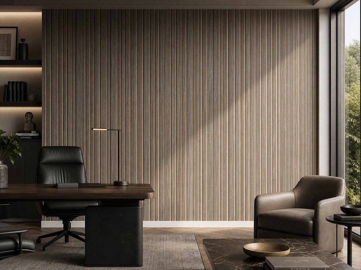 Panel de listones autoadhesivo LOFT Silver Oak, perfil Cadence — tercera vista de ambiente