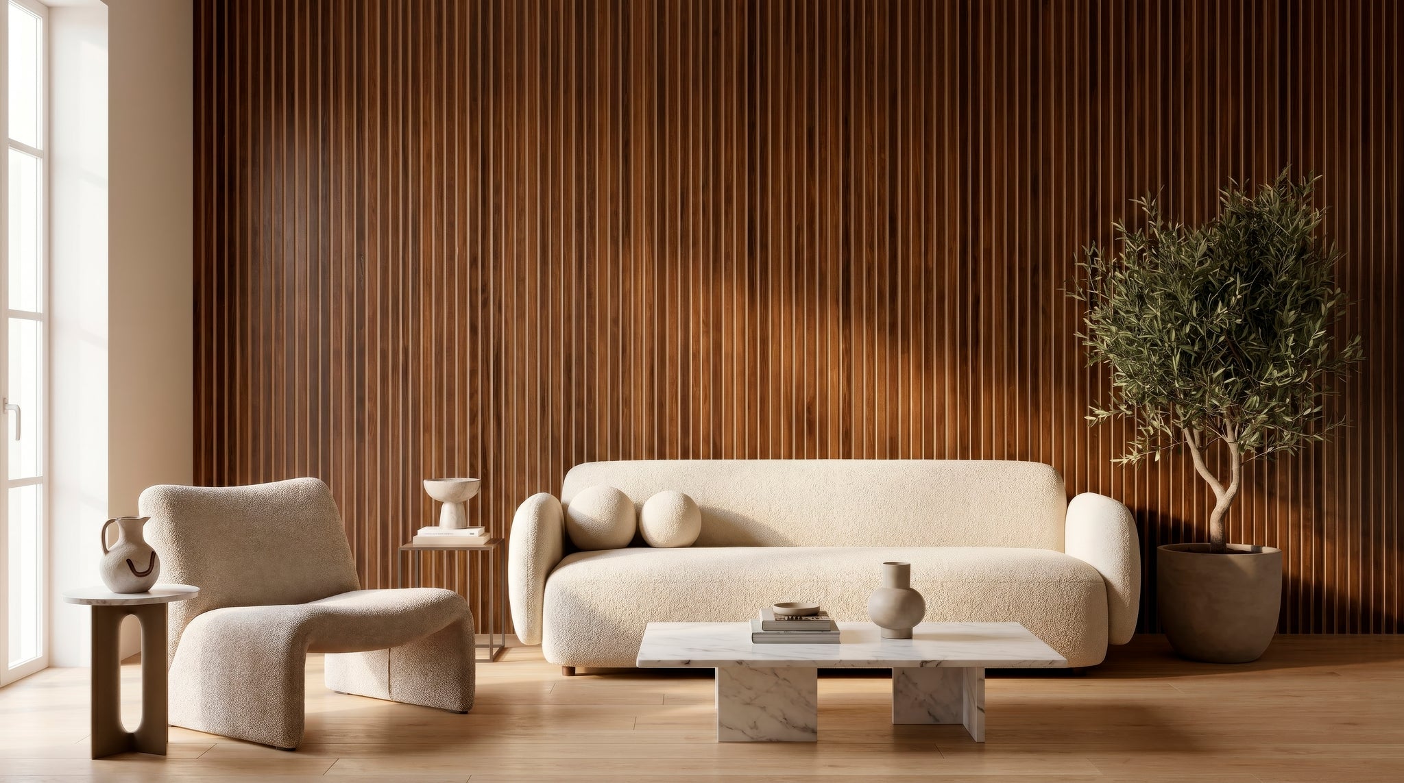 LOFT Espresso Walnut · Bold Slat — Designer Peel & Stick Wall Panel